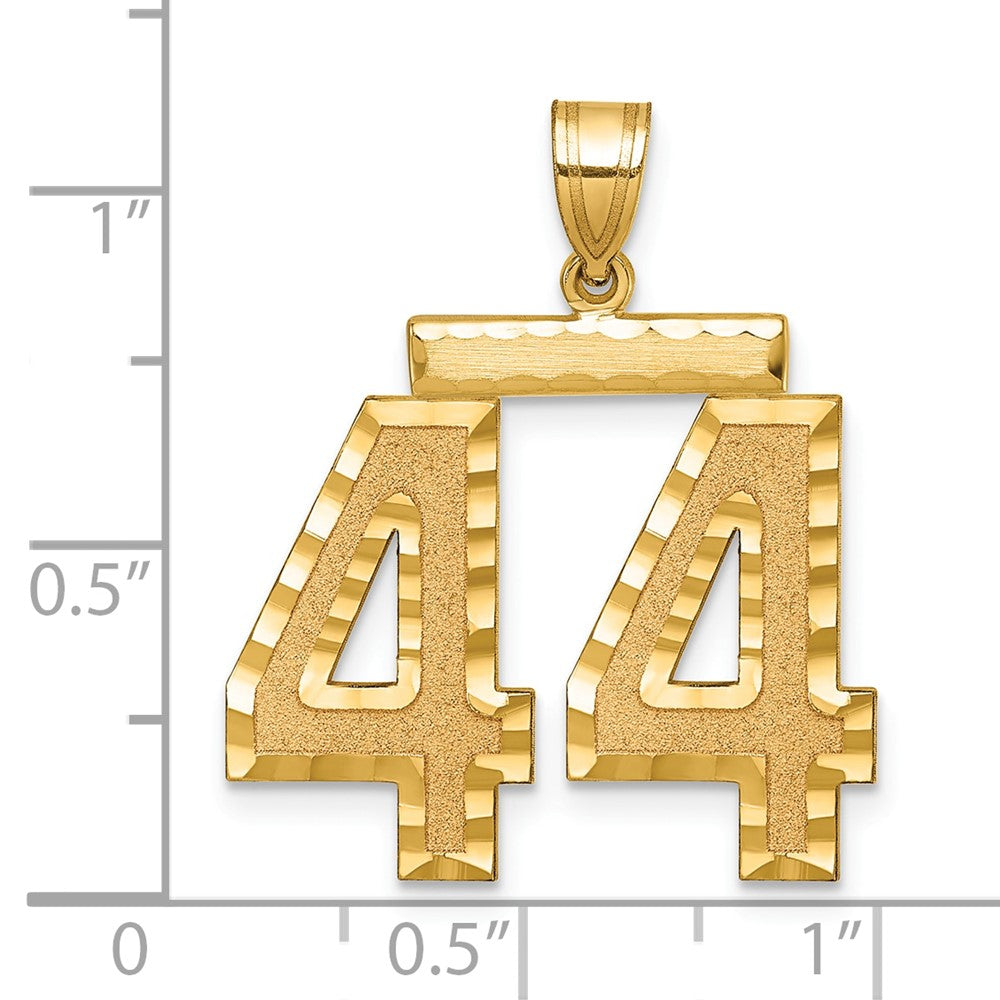 14k Large Brushed Diamond-cut Number 44 Charm