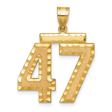 14k Large Brushed Diamond-cut Number 47 Charm