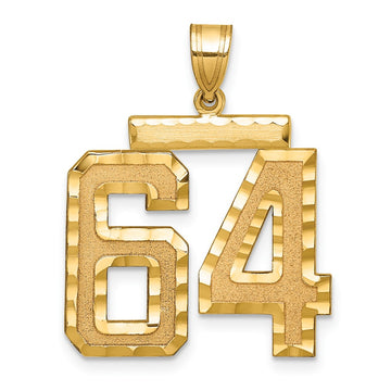 14k Large Brushed Diamond-cut Number 64 Charm