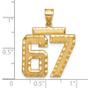 14k Large Brushed Diamond-cut Number 67 Charm