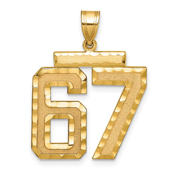 14k Large Brushed Diamond-cut Number 67 Charm