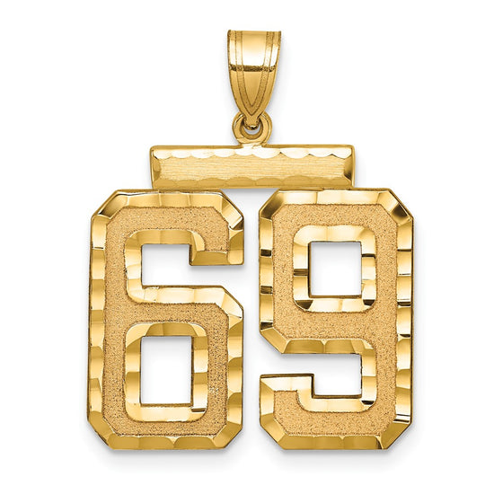 14k Large Brushed Diamond-cut Number 69 Charm