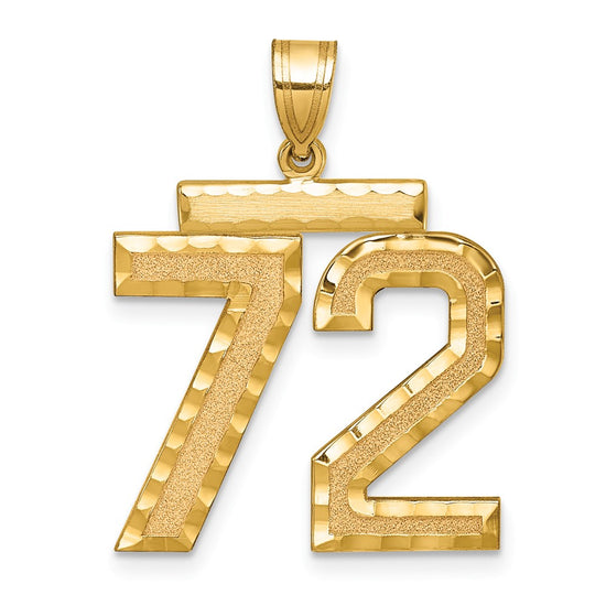 14k Large Brushed Diamond-cut Number 72 Charm