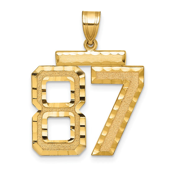 14k Large Brushed Diamond-cut Number 87 Charm