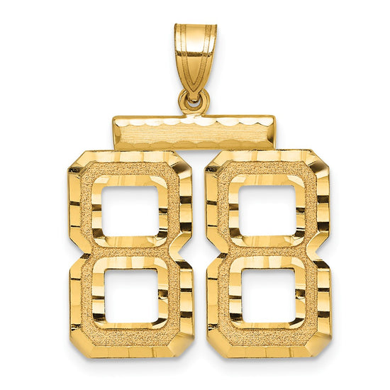 14k Large Brushed Diamond-cut Number 88 Charm