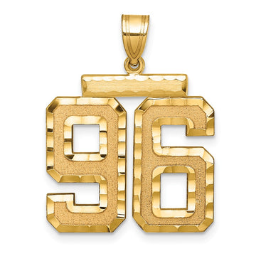 14k Large Brushed Diamond-cut Number 96 Charm