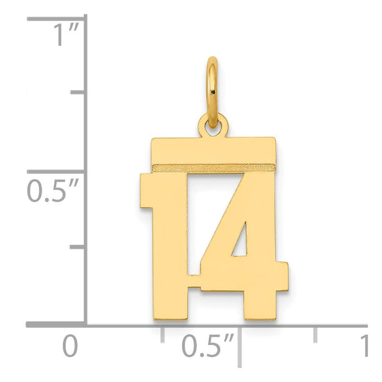 14k Small Polished Number 14 Charm