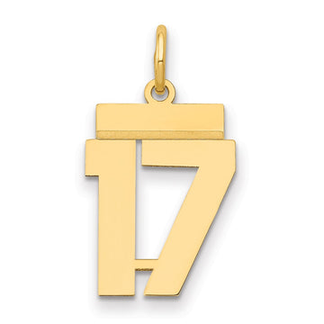 14k Small Polished Number 17 Charm