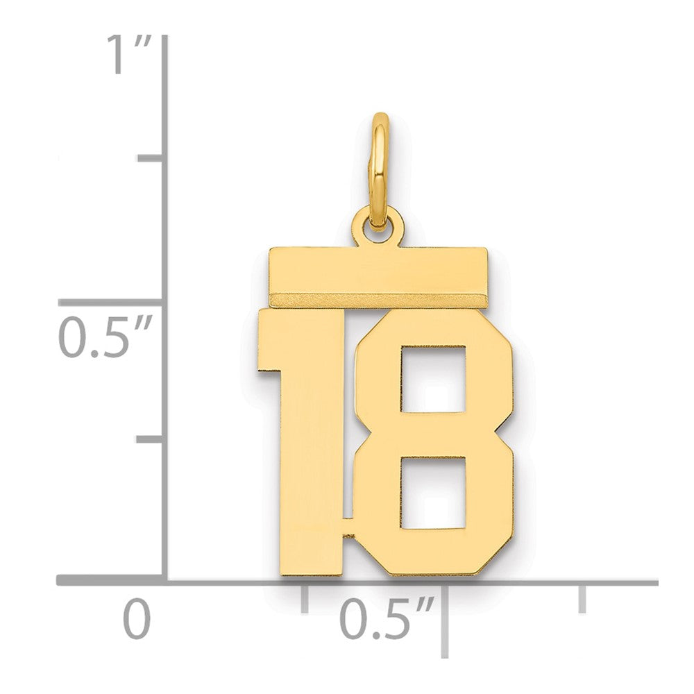 14k Small Polished Number 18 Charm