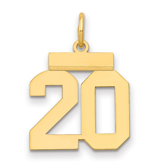 14k Small Polished Number 20 Charm