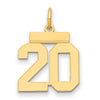 14k Small Polished Number 20 Charm