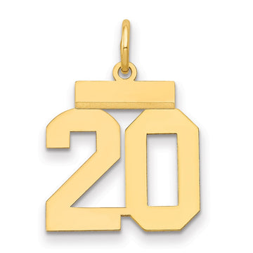 14k Small Polished Number 20 Charm