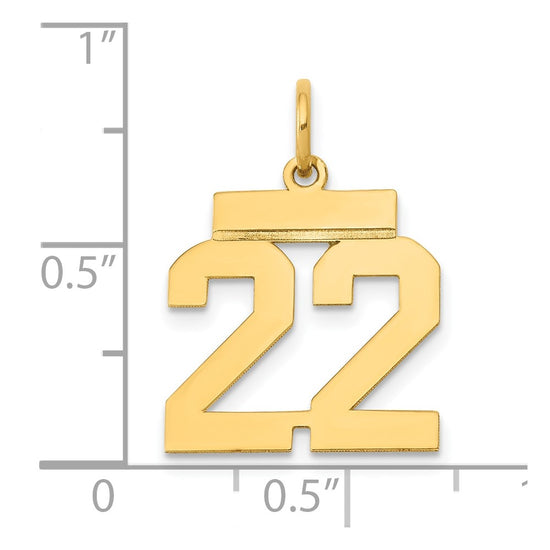 10k Small Polished Number 22 Charm