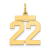 14k Small Polished Number 22 Charm