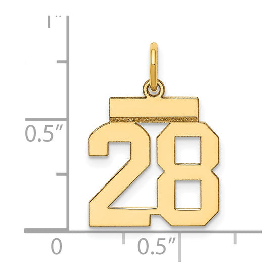14k Small Polished Number 28 Charm