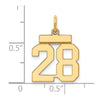 14k Small Polished Number 28 Charm
