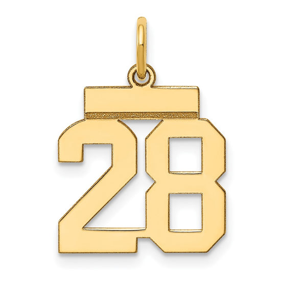 14k Small Polished Number 28 Charm