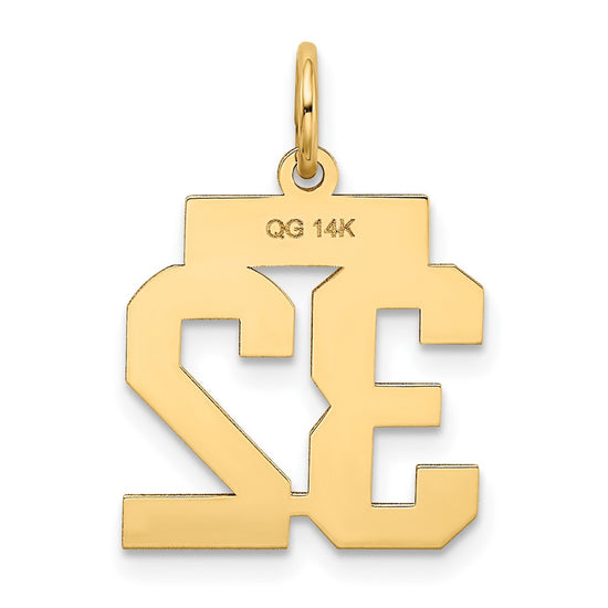 14k Small Polished Number 32 Charm