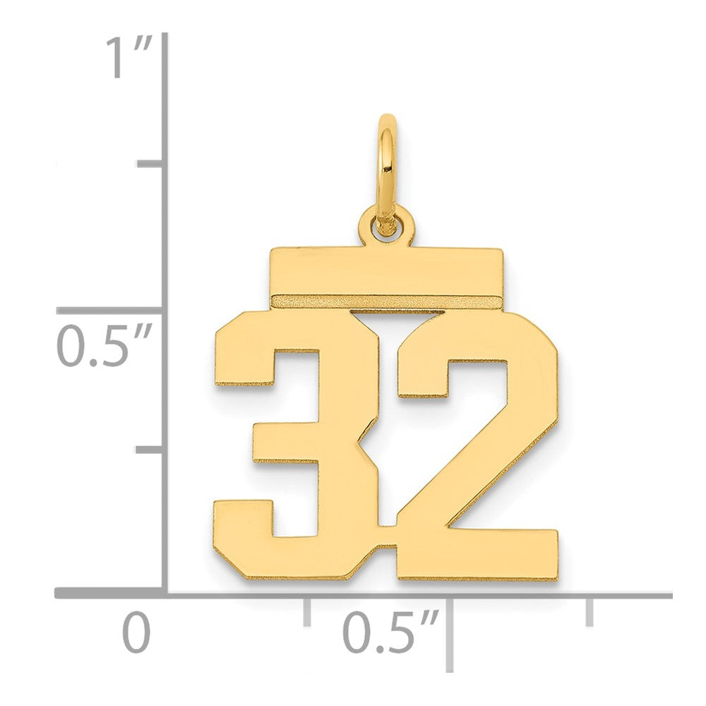 14k Small Polished Number 32 Charm