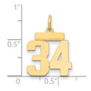 14k Small Polished Number 34 Charm