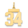 14k Small Polished Number 34 Charm