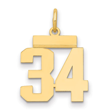 14k Small Polished Number 34 Charm