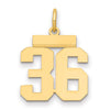 14k Small Polished Number 36 Charm