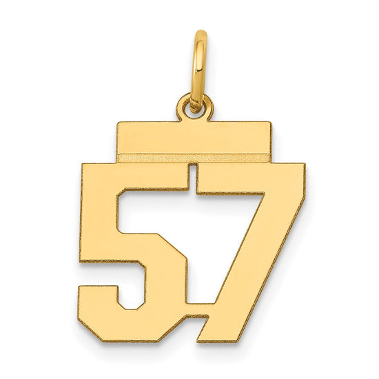 14k Small Polished Number 57 Charm