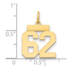 14k Small Polished Number 62 Charm