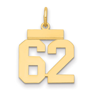 14k Small Polished Number 62 Charm