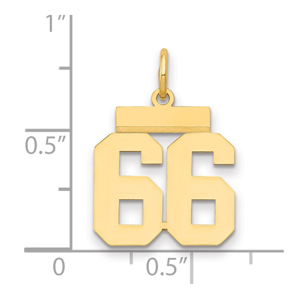 14k Small Polished Number 66 Charm