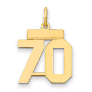 14k Small Polished Number 70 Charm