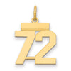14k Small Polished Number 72 Charm
