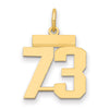 14k Small Polished Number 73 Charm