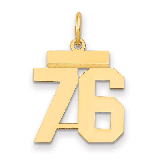 14k Small Polished Number 76 Charm