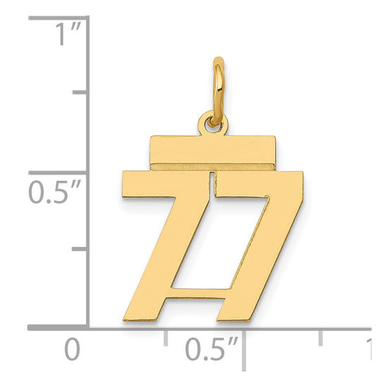 14k Small Polished Number 77 Charm