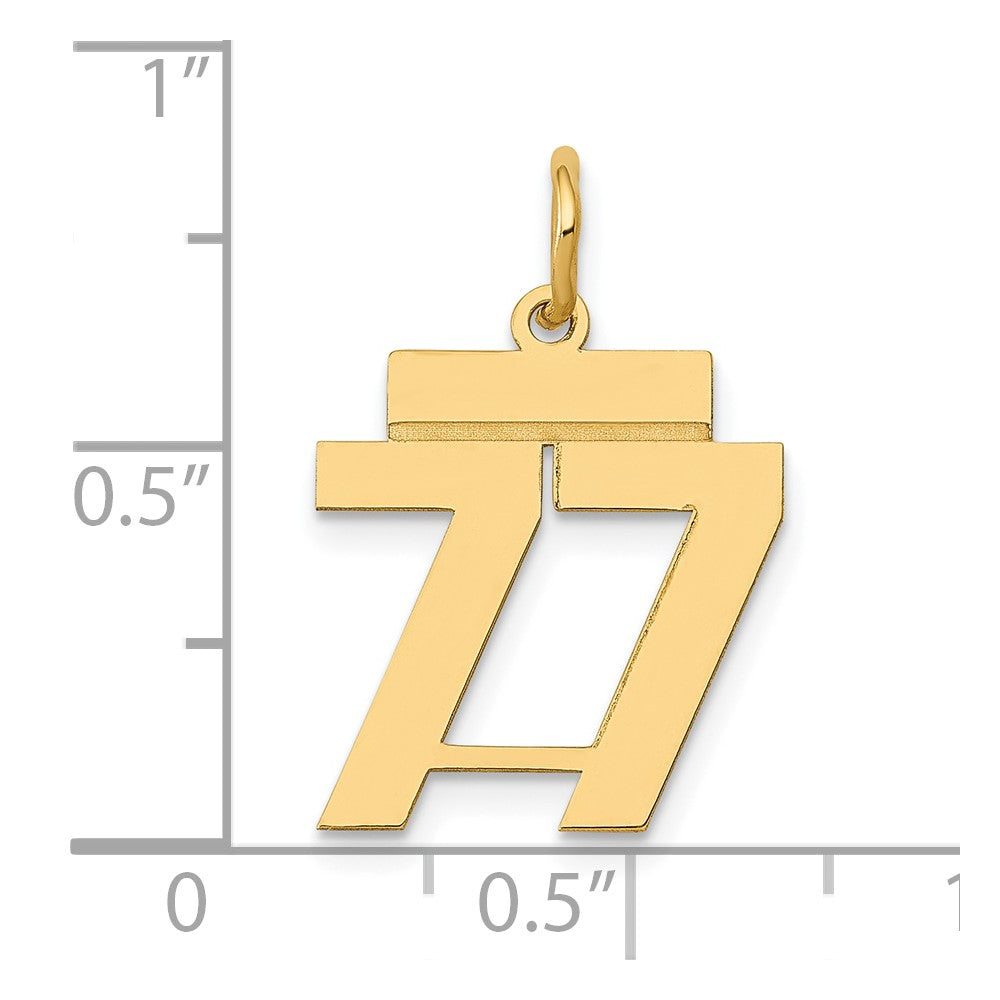 14k Small Polished Number 77 Charm