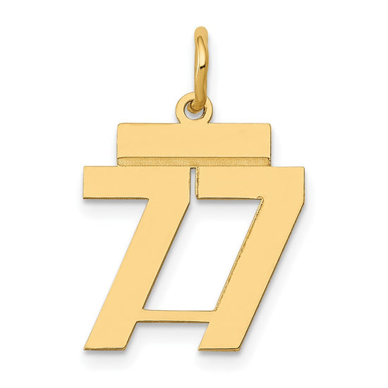 14k Small Polished Number 77 Charm