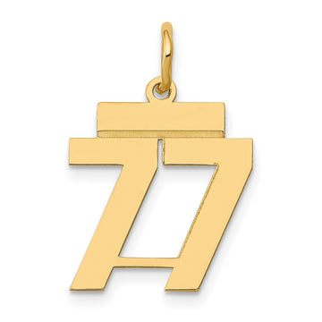 14k Small Polished Number 77 Charm