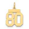 14k Small Polished Number 80 Charm