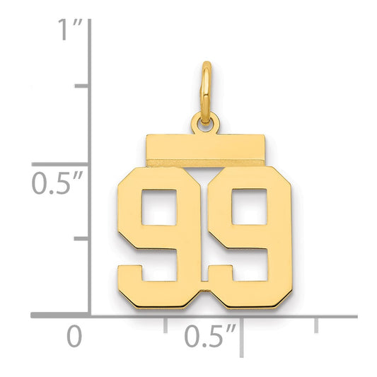 14k Small Polished Number 99 Charm
