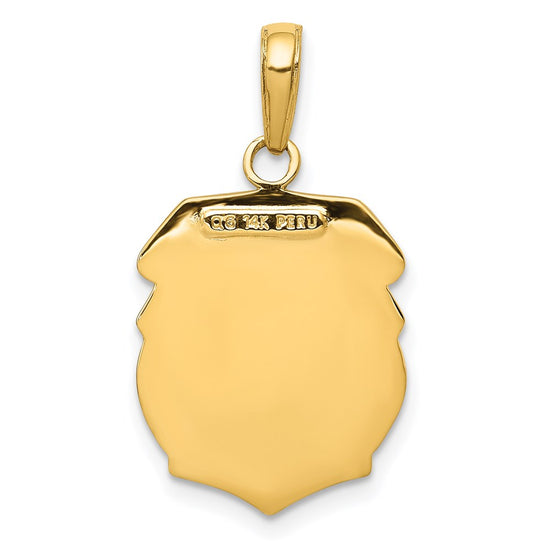 14k Polished Solid Small Saint Michael Medal Badge Pendant