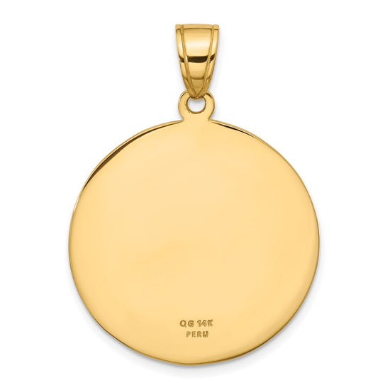 14k Polished Large Saint Christopher Medal Round Pendant