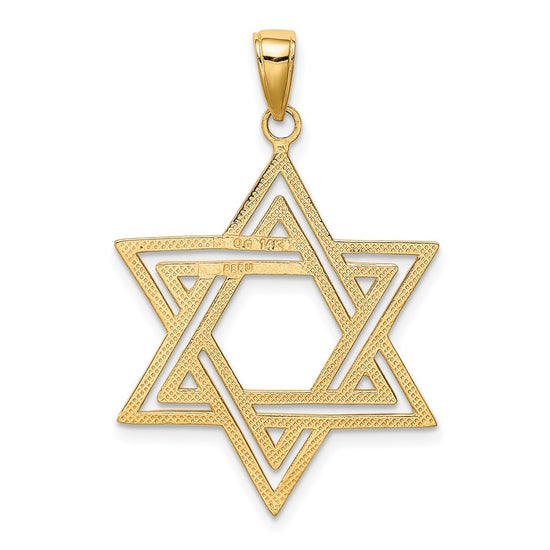 14k Solid Polished Cut-out Star of David Charm