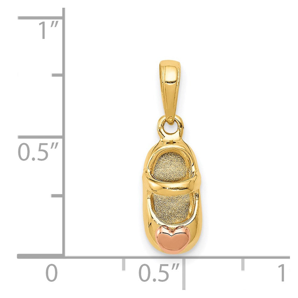 Gold 3D Two-tone Baby Shoe Charm