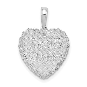 14K White Gold Reversible FOR MY DAUGHTER / YOU ARE MY PRIDE AND JOY Heart Pendant