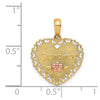 14k Two-Tone GRANDMA Heart with Flower Charm