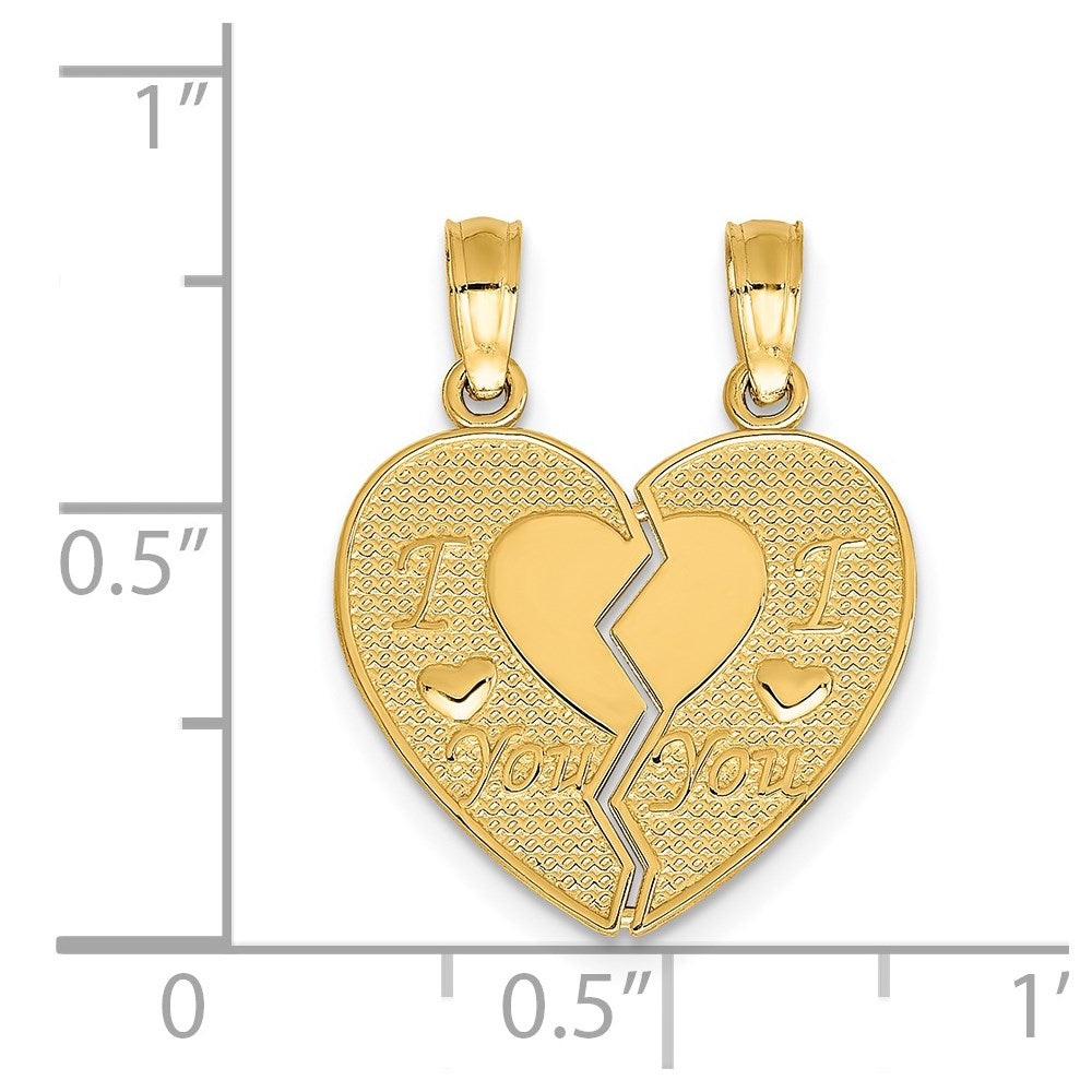 14k I LOVE YOU 2-Piece Break-Apart Heart Charm