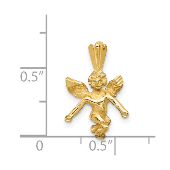 14k  3-D Satin and Diamond-Cut Angel Charm