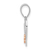 14k White Gold with Rose Gold Flower NANA Heart Pendant